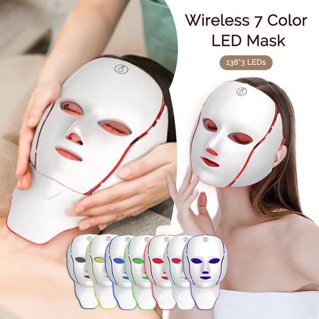 DH Beauty LED-Gesichtsmaske mit Hals, 7 Farben Lichttherapie, Unisex - Bild 1