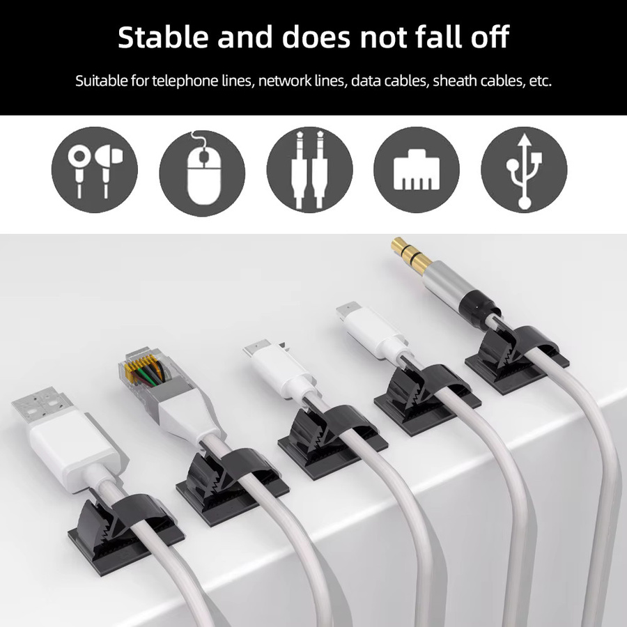 25 Stück Einstellbare Kabel Clips in Schwarz für Ethernet LAN Kabel zur Organisation an Schreibtisch, Wand oder im Auto - Bild 2