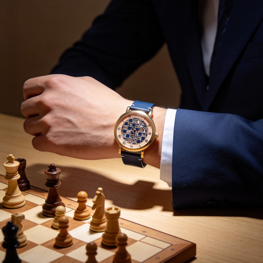 LONGLUX Armbanduhr Automatik, Roségold, Leder, Herren, Vintage - Bild 2