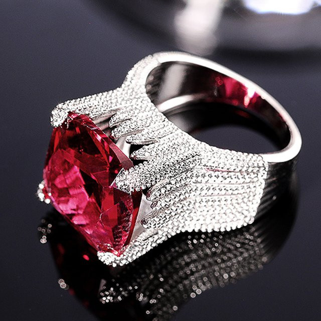 Huitan Ring, roter Zirkonia, Silber, Damen - Bild 1