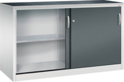 C + P Schiebetüren-Werkzeugschrank Acurado aus Stahl in Lichtgrau und Anthrazitgrau, B/T/H: 160 x 60 x 100 cm - Bild 1