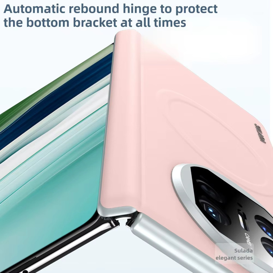 Minimalistische Flüssigleder-Schutzhülle mit magnetischer Anziehung und Edelstahl-Linsenscharnier-Schutz für Samsung Galaxy Z Fold 7, 6, 5, 5G in Pink - Bild 2