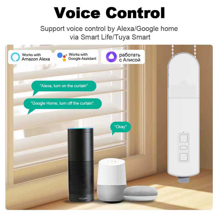 MANHOT WLAN Smart DIY Motorisierter Rolladen- und Jalousieantrieb in Weiß mit Smart Life App, Google Home und Alexa Sprachsteuerung - Bild 3