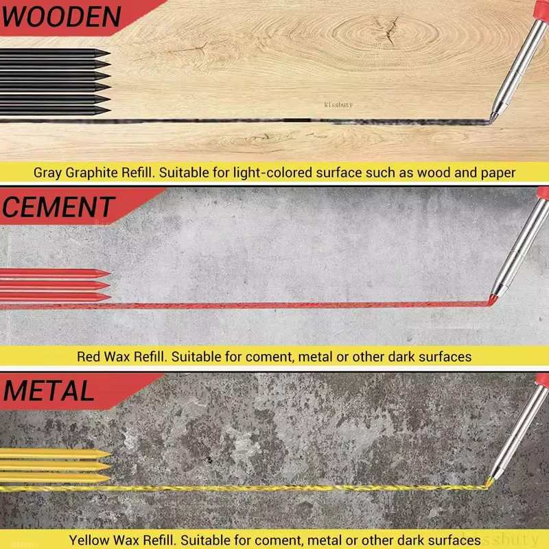 Haile Zimmermannsbleistifte aus Metall mit Spitzer in Gold, 2,8 mm Graphitmine für Profis - Bild 2