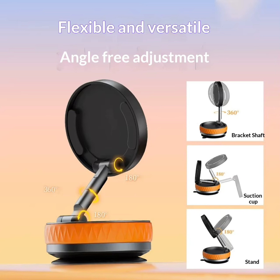 Multifunktionaler magnetischer Handy-Ständer für Fahrzeuge mit Vakuum-Saugnapf und faltbarem Design in Weiß - Bild 4