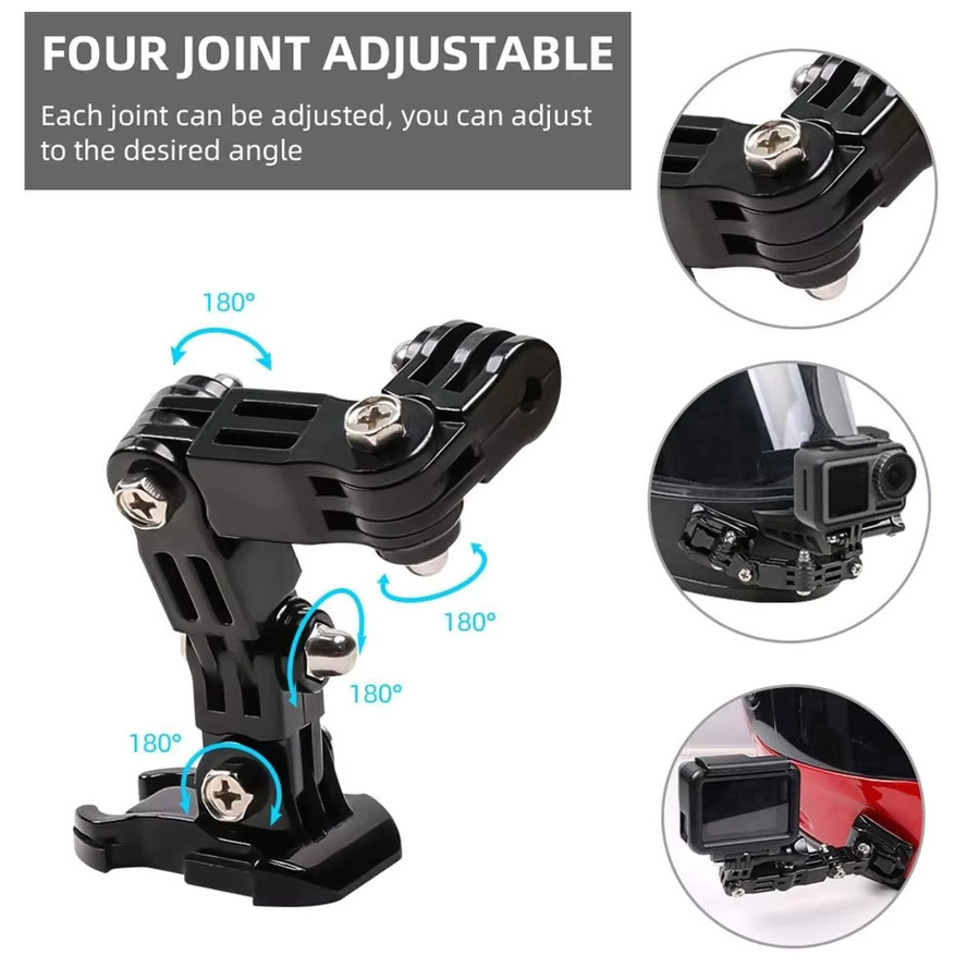 Motorrad Helm Halterung Zubehör Kit für GoPro, Insta360, DJI Osmo Action und andere Action Cameras in Schwarz - Bild 3