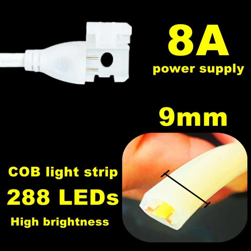 MnnWuu COB LED Neon Streifen Set, warmweiß, IP65 wasserdicht, 30m mit Netzteil und Power Plug Kit - Bild 3