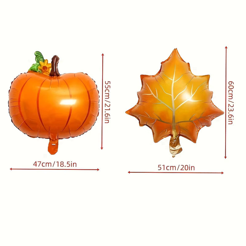 Herbstliche Mylar Folienballons Set mit Kürbis, Ahornblättern und Eicheln in Orange für Thanksgiving und Home Dekorationen - Bild 2