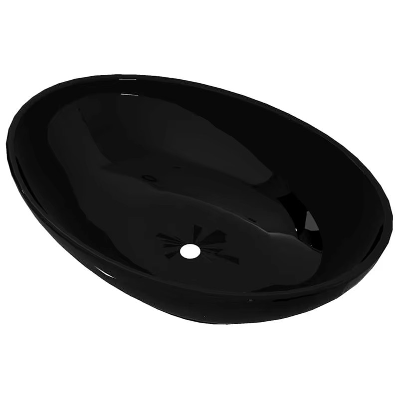 Ovales Keramik-Aufsatzwaschbecken in Schwarz für dein Badezimmer, Breite: 40 cm, Tiefe: 33 cm - Bild 5