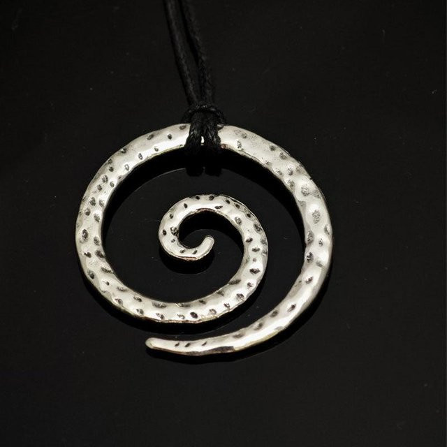 FashionFlair Spiralamulett Halskette, Schwarz, Silber, Herren, Vintage - Bild 1