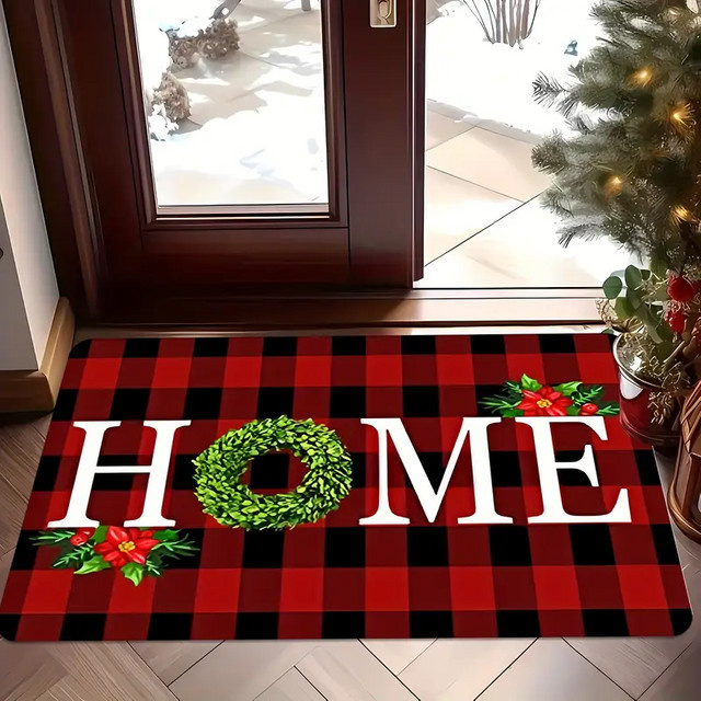 VIKAMA Teppich mit Weihnachtsmotiv in Rot, weiche Bodenmatte für Badezimmer oder Eingangsbereich, B/T: 60 x 40 cm - Bild 1