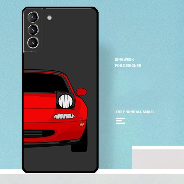 Miata MX5 Handyhülle für Samsung Galaxy S24 S23 S22 S21 S20 Ultra Plus FE Note 20 in Rot und Grau - Bild 1