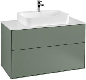 Villeroy & Boch Finion Waschtischunterschrank Wandmontage in Weiß und Grau mit internen Schubladen B: 100 cm, T: 60,3 cm, H: 50,1 cm - Bild 1