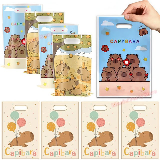 Potdemiel Capybara Geschenktüte aus Papier für Kinderpartys und Baby Shower in Mehrfarbig - Bild 1