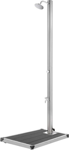 vidaXL Gartendusche aus Edelstahl mit grauer Bodenplatte, Höhe: 220 cm - Bild 1