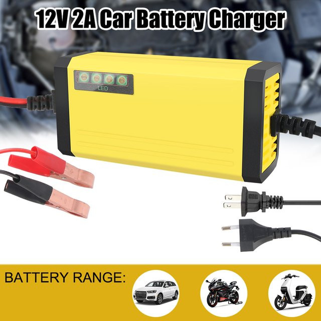 Moto Truck Batterieladegerät für 12 V Blei-Säure-Batterien mit LED-Anzeige und Puls-Reparaturfunktion, Gelb, 2 A, 220 V - Bild 1