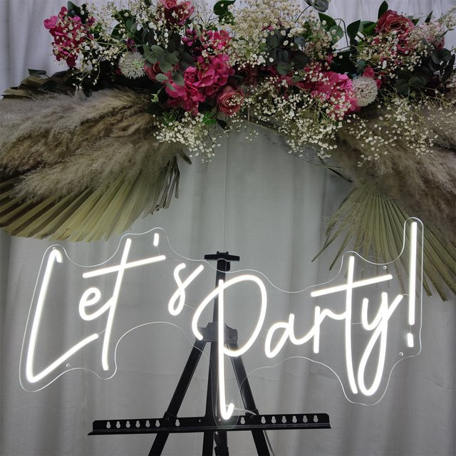 Let's Party LED-Neonschild zur Dekoration für Hochzeiten, Geburtstage und Bars - Bild 1