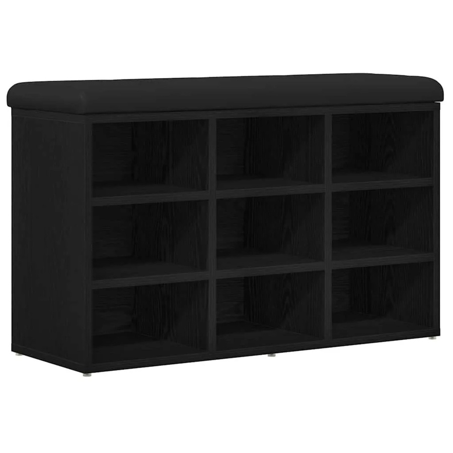vidaXL Schuhbank mit Regal in Schwarz aus Holzwerkstoff, B/T/H: 80 x 30 x 48 cm - Bild 2