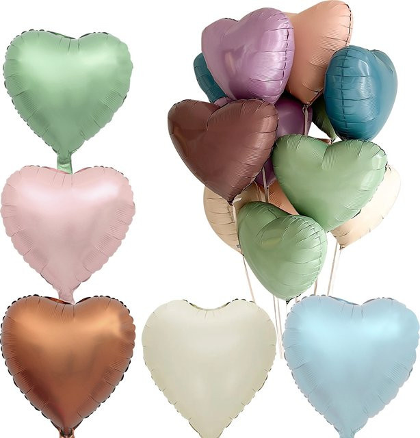 Set aus 3 oder 5 Herz und Stern Folienballons in Vintage Rosa und Beige, 45,72 cm Durchmesser, für deine Babyparty, Hochzeit oder Geburtstagsdekoration - Bild 1