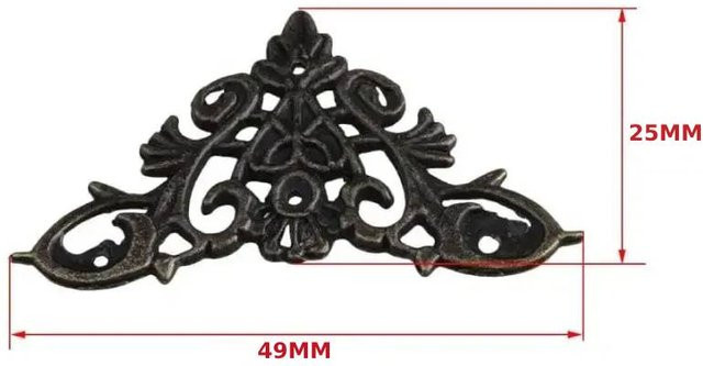 12 Stück Antike Eckenschützer von Yiran Furniture in Schwarz aus Metall mit Schrauben für Vintage-Möbel und Boxen - Bild 1