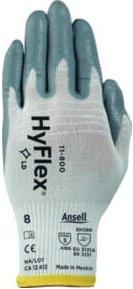 Ansell HyFlex 11-800 Schutzhandschuhe EN 388 Kat. II aus Nylon mit Nitrilschaum in Weiß/Grau, Größe 8 - Bild 1