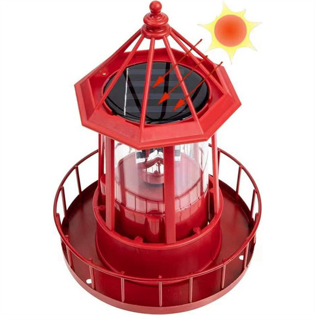 BOFOP Solarbetriebener LED-Leuchtturm mit 360-Grad-Drehung als wasserdichte Garten- und Hofdekoration - Bild 1