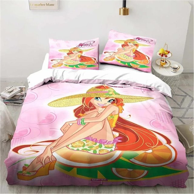 Winx Anime Kawaii Bettwäsche Set aus Mikrofaser, 3-teilig, Mehrfarbig, B/H: 180 x 210 cm - Bild 1