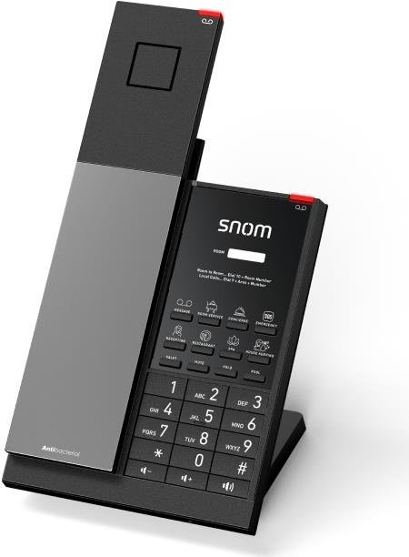 Snom HD351W IP-Telefon in Schwarz mit kabellosem Mobilteil, Wi-Fi und antibakterieller Beschichtung für Tisch oder Wand - Bild 1