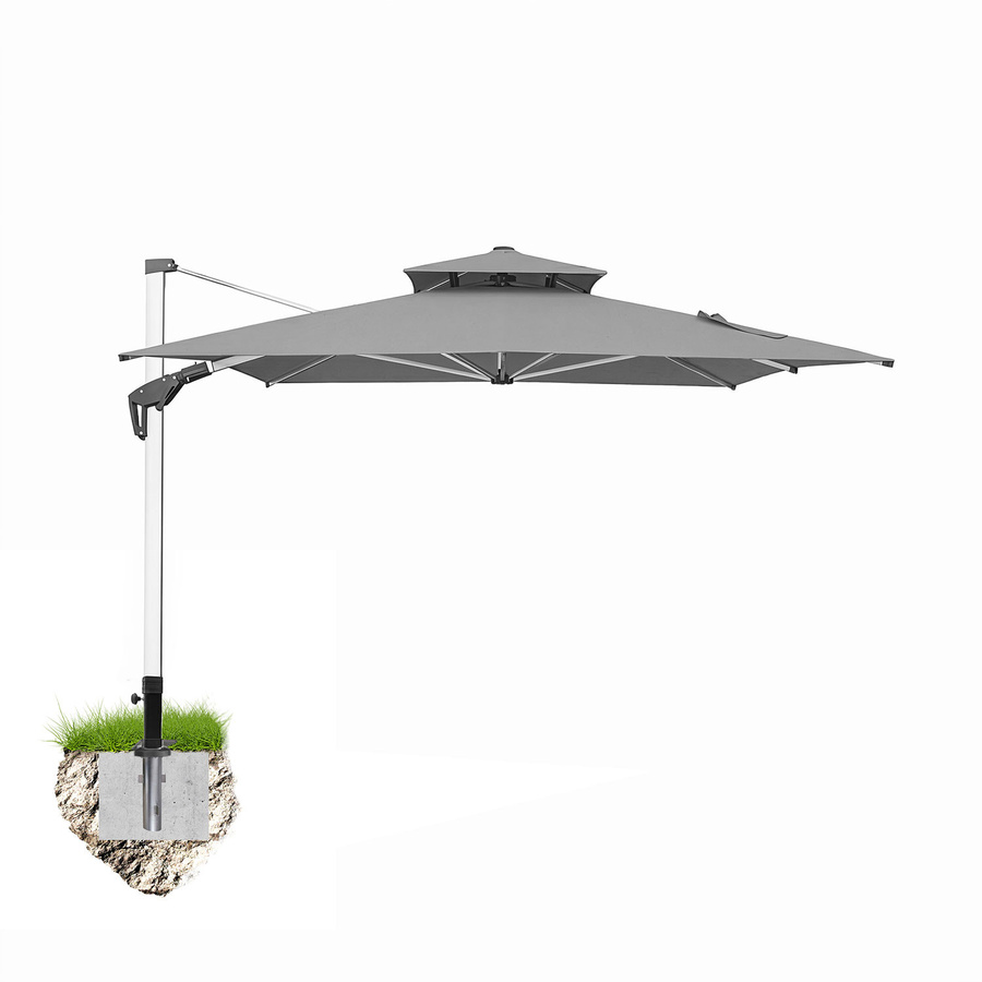 anndora Ampelschirm Aluminium rechteckig 3x4 m in Grau mit Bodenanker, 360 Grad drehbar und schwenkbar neigbar - Bild 1
