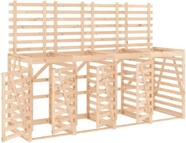 vidaXL Mülltonnenbox aus Massivholz Kiefer für 4 Tonnen in Braun - Bild 1