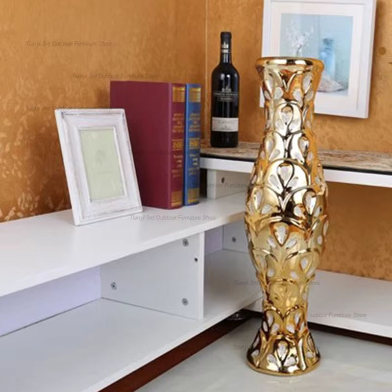 FYVS Goldene Keramikvase im modernen nordischen Design für Schnittblumen und Dekoration - Bild 4