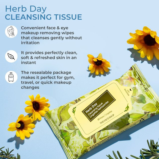THE FACE SHOP Herb Day Reinigungstücher, 70 Stück, Gesicht, Unisex - Bild 1