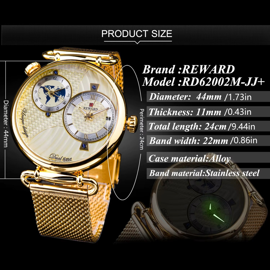 BELOHNUNG Armbanduhr, Quarz, Gold, Milanaise, Herren - Bild 4