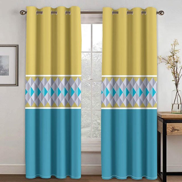 Graue Boho Saba Vorhänge im äthiopisch-eritreischen Stil, semi-transparent mit Ösen, 2er-Set, Breite: 65 cm, Höhe: 60 cm - Bild 1