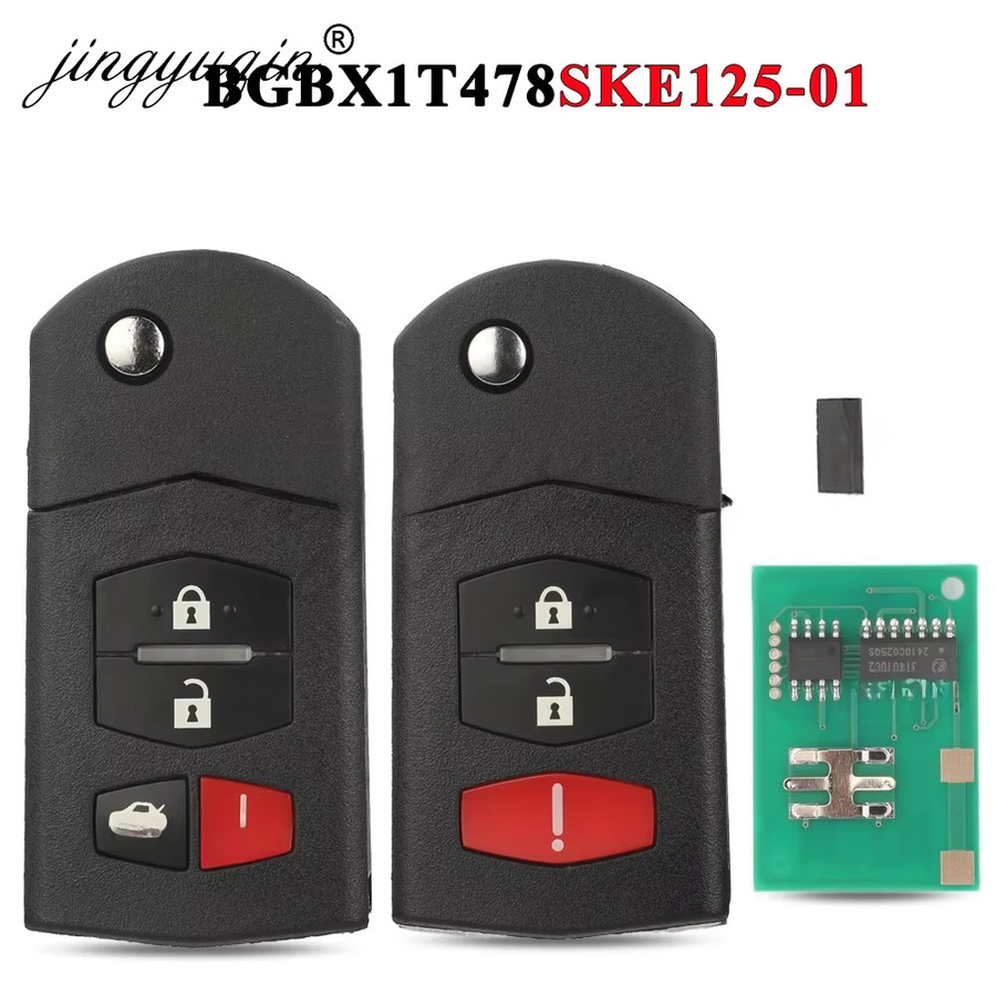 Jingyuqin Flip Remote Autoschlüssel 315 MHz mit 4D63 Chip für Mazda 2 3 5 6 8 CX-7 CX-9 MX-5 in Schwarz - Bild 3