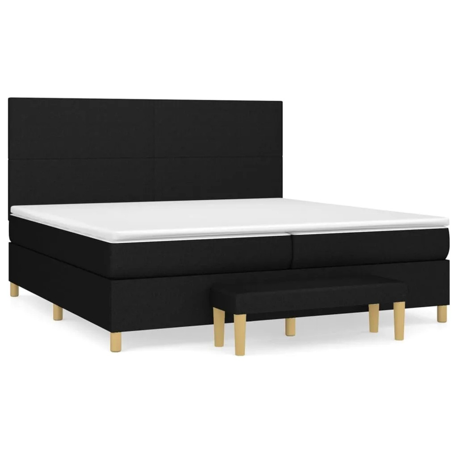 vidaXL Boxspringbett mit Matratze Schwarz aus Stoff, B/T: 200 x 200 cm - Bild 2
