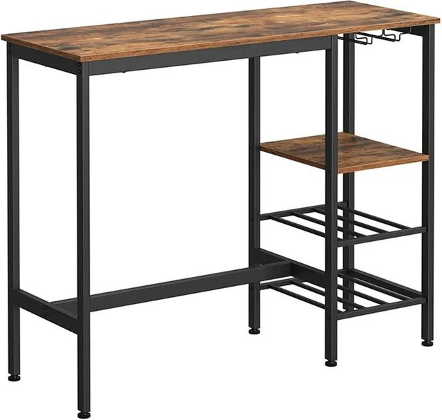 Vasagle Bartisch im Vintage-Design, Braun-Schwarz, B/T/H: 110 x 40 x 90 cm - Bild 1