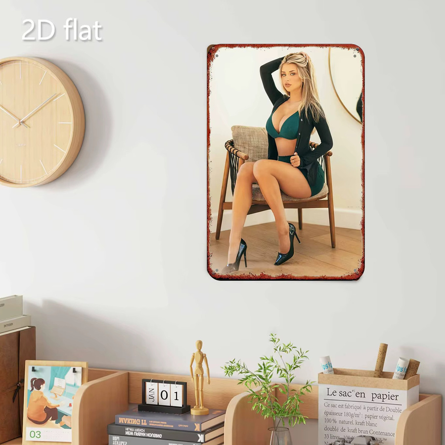 Retro Metallschild CIFBUY Wandaufkleber mit Motiv sexy Frau für Schlafzimmer, Garage, Bar oder Garten - Bild 2