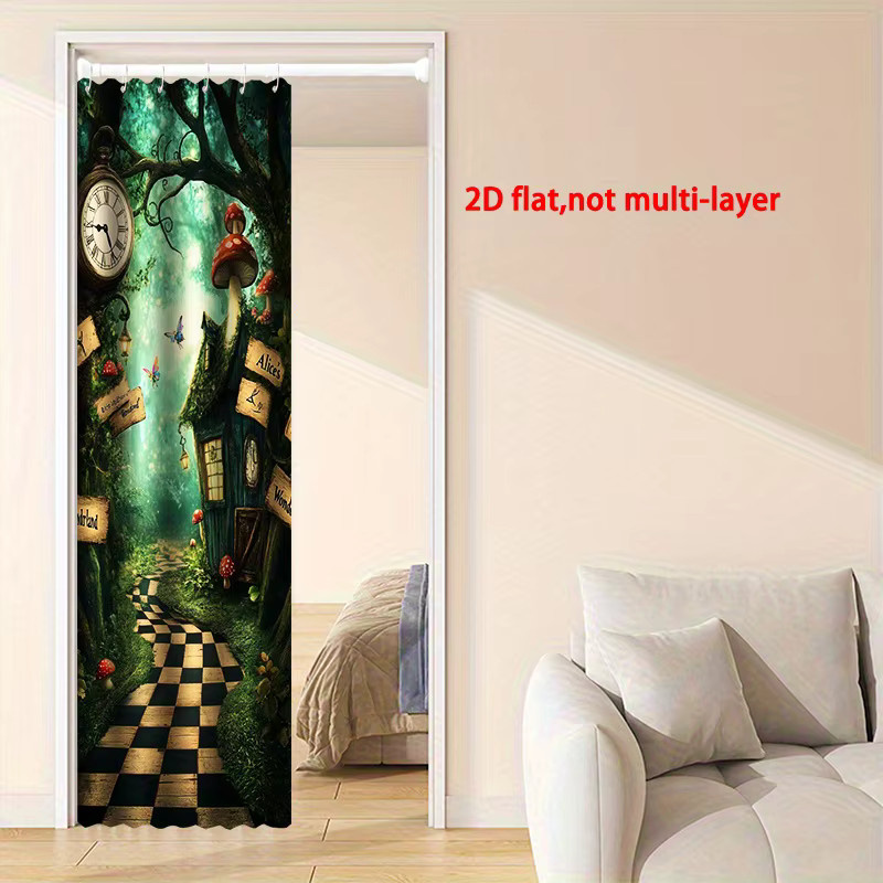 VIKAMA Türvorhang im Fantasy-Wald-Stil Alice im Wunderland Design, Trennvorhang für Flur und Wohnzimmer, Farbe: Multicolour, Breite: 100 cm, Höhe: 200 cm - Bild 2
