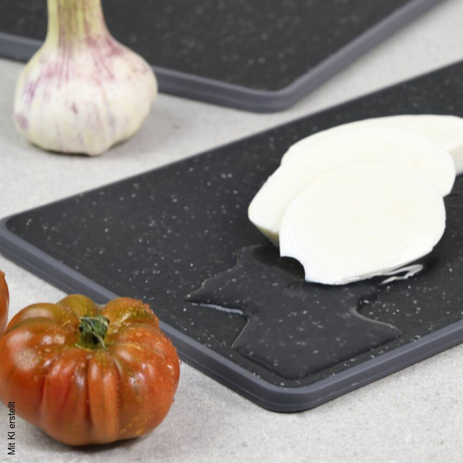 Kesper 3er Set Schneidebretter aus Kunststoff in Schwarz mit Saftrinne und rechteckiger Form - Bild 6