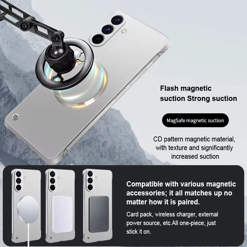 Magnetische MagSafe Schutzhülle mit Metallic-Lackierung für Samsung Galaxy S22 S23 S24 S25 S26 Ultra Plus FE in Silver - Bild 3