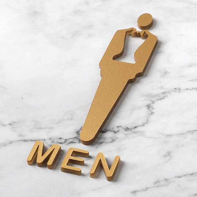 Chunlian Acryl-WC-Beschilderung für Männer und Frauen, schwarzes Orientierungsschild mit Gold-Akzenten, Breite: 20 cm - Bild 1
