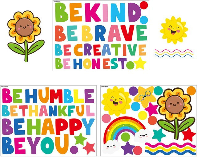 Tooarts Wandaufkleber für Kinderzimmer mit inspirierenden englischen Phrasen, 3er-Set, bunt, Typografie-Design - Bild 1
