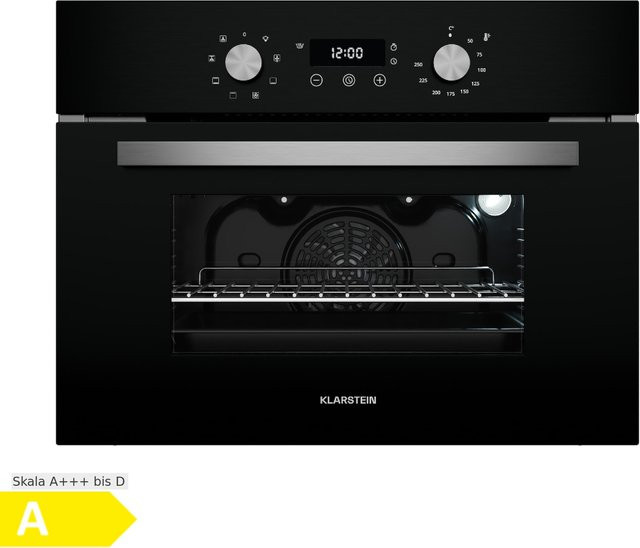 Klarstein SpaceSmart Kompakt-Einbauofen in Schwarz mit 41 Litern Volumen und 8 Funktionen inklusive Heißluft und Grill - Bild 1