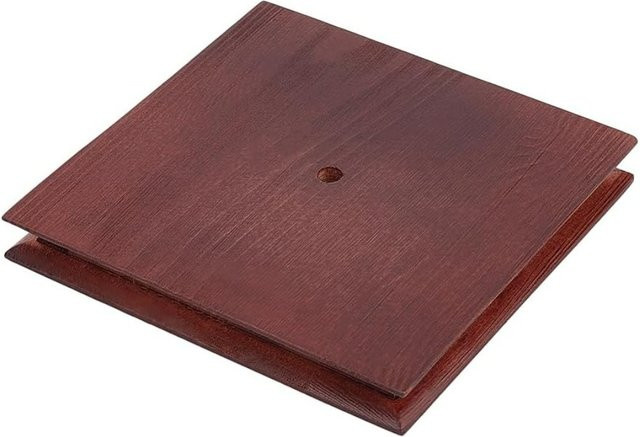 Dekorativer quadratischer Holzsockel als Ausstellungsbasis in Braun, B/T/H: 15 x 15 x 1,78 cm - Bild 1
