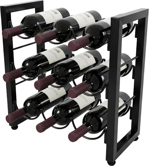 Relaxdays Weinregal aus Stahl in Schwarz, höhenverstellbar für 9 Flaschen, B/T/H: 36 x 35 x 17 cm - Bild 1
