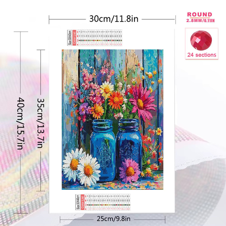 Momoart Diamant-Mosaik-Blumenbild mit Gänseblümchen als Strass-Kunsthandwerk für dein Zuhause - Bild 2