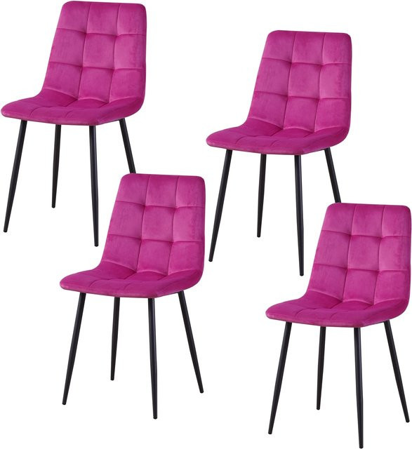 HTI-Living Esszimmerstuhl 4er Set Mesa in Pink mit Velvet-Bezug im klassischen Stil - Bild 1