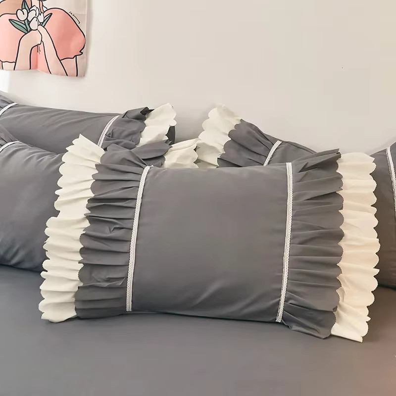 Kissenbezug ZHENXISHUSHIMOXI mit Herz-Design und Spitze in Lila - Bild 2
