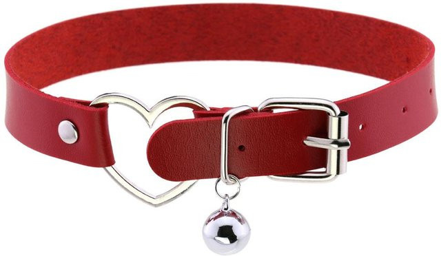 YIRAN Halskette, Leder, Nieten, Fledermaus, Herz, Unisex, Braun - Bild 1